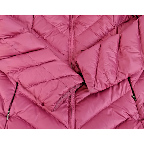 Patagonia Down Puffer Jacket Women's S Pink Full Zip Hoodless #J5284 - Picture 9 of 16